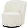 White Polyester Round Swivel Boucle Accent Chair, 27" x 31" x 29"