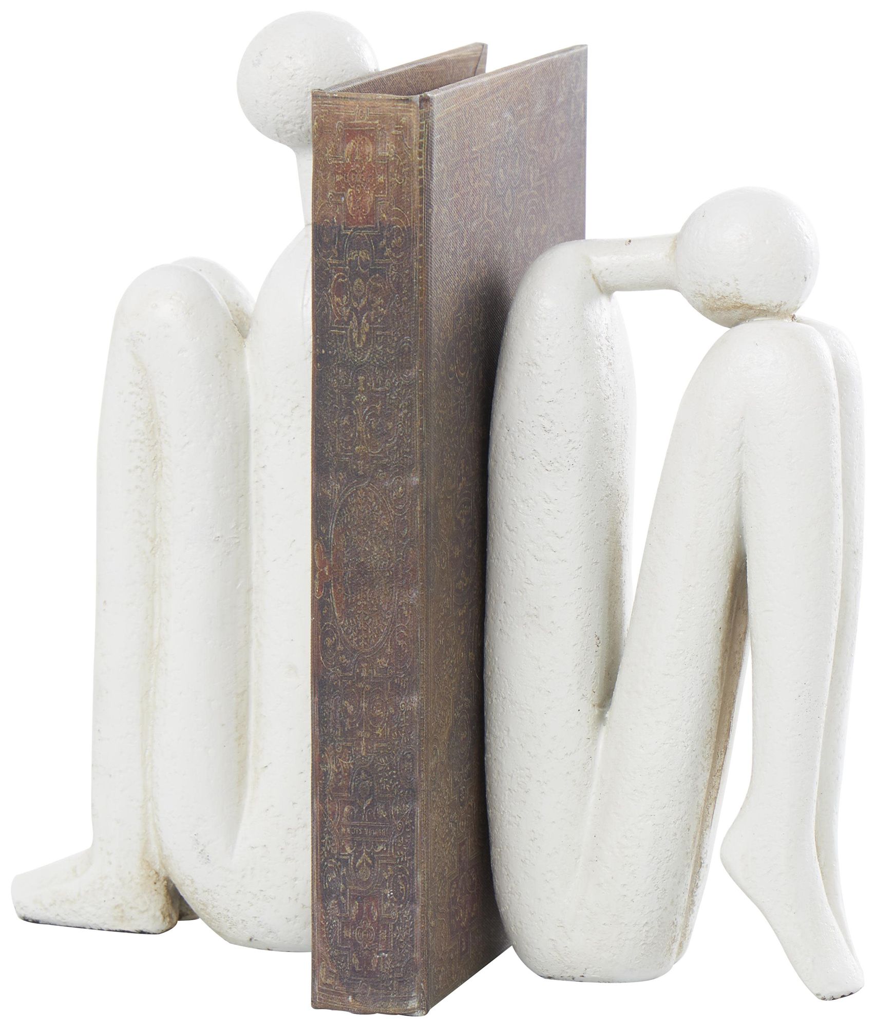 Image 2 White Polystone Contemporary Bookends, S/2 4"W, 9"H