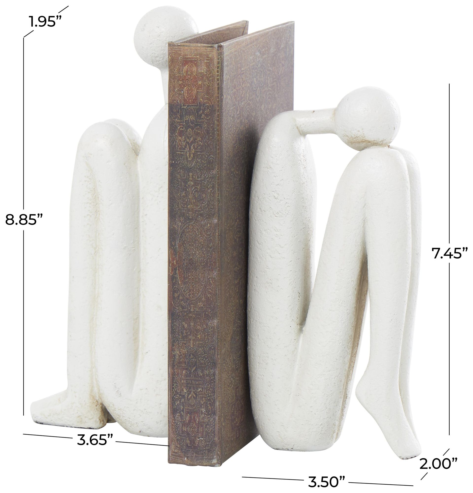 Image 6 White Polystone Contemporary Bookends, S/2 4"W, 9"H more views