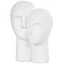2_White Polystone Modern Sculpture, 12" x 9" x 17"