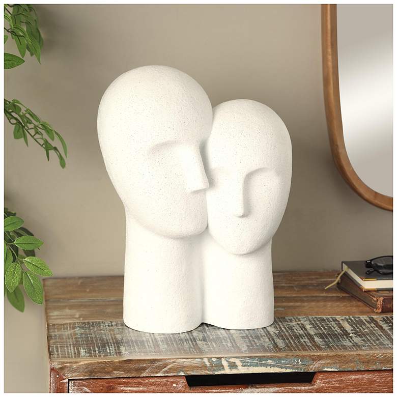 Image 1 White Polystone Modern Sculpture, 12" x 9" x 17"