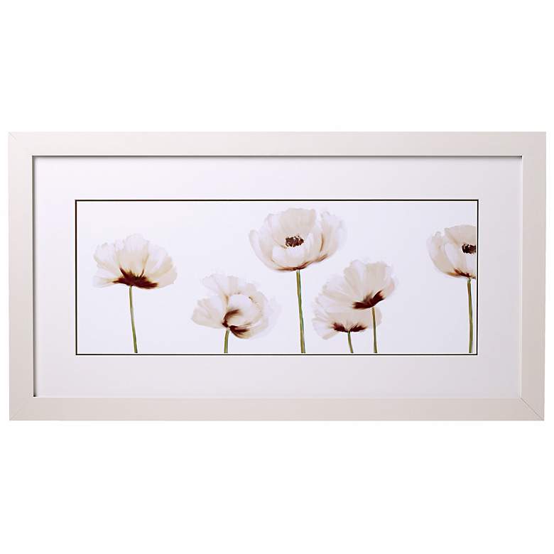 Image 1 White Poppies Line-up II Glass Covered 32 inch Wide Print