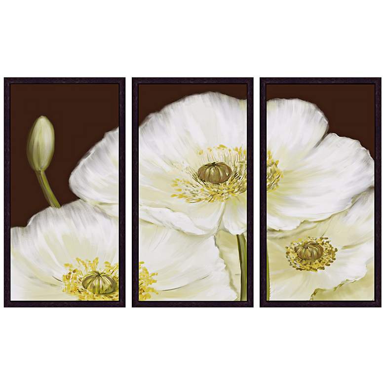 Image 1 White Poppies Triptych Set of 3 Flower Wall Art