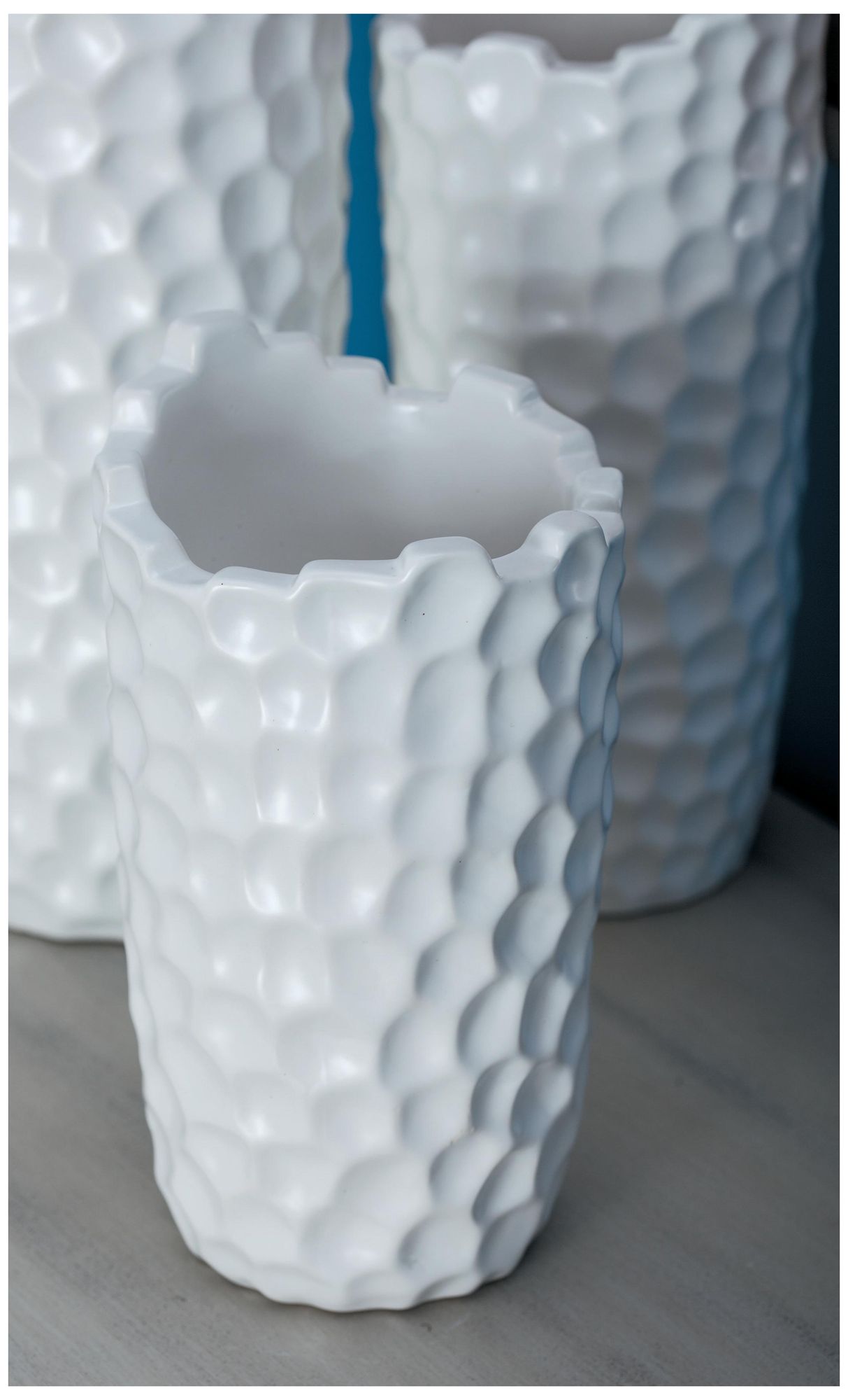 Image 3 White Porcelain Ceramic Contemporary Vase, 5" x 5" x 9" more views