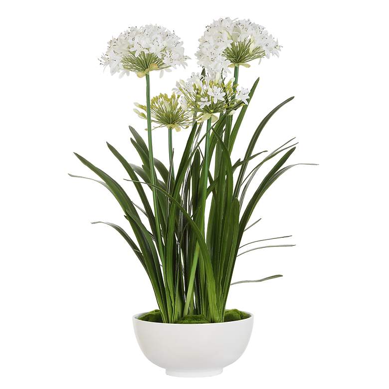 Image 2 White Purity Agapanthus 38 1/2" High Faux Flowers in Planter