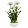 2_White Purity Agapanthus 38 1/2" High Faux Flowers in Planter