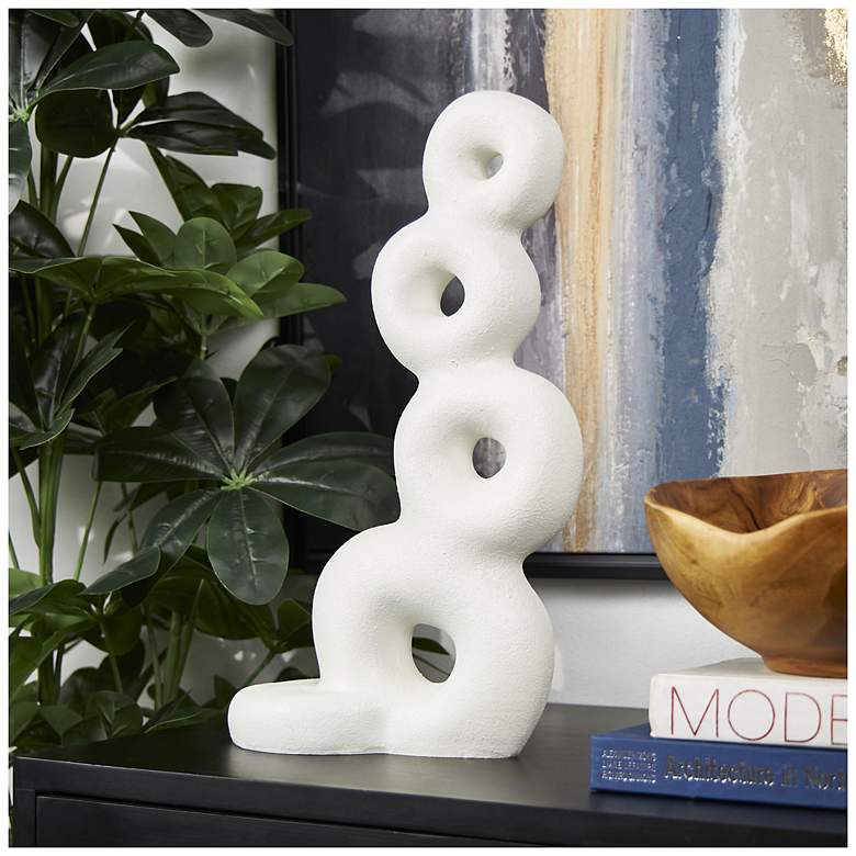 Image 1 White Resin Contemporary Sculpture, 11" x 5" x 18"
