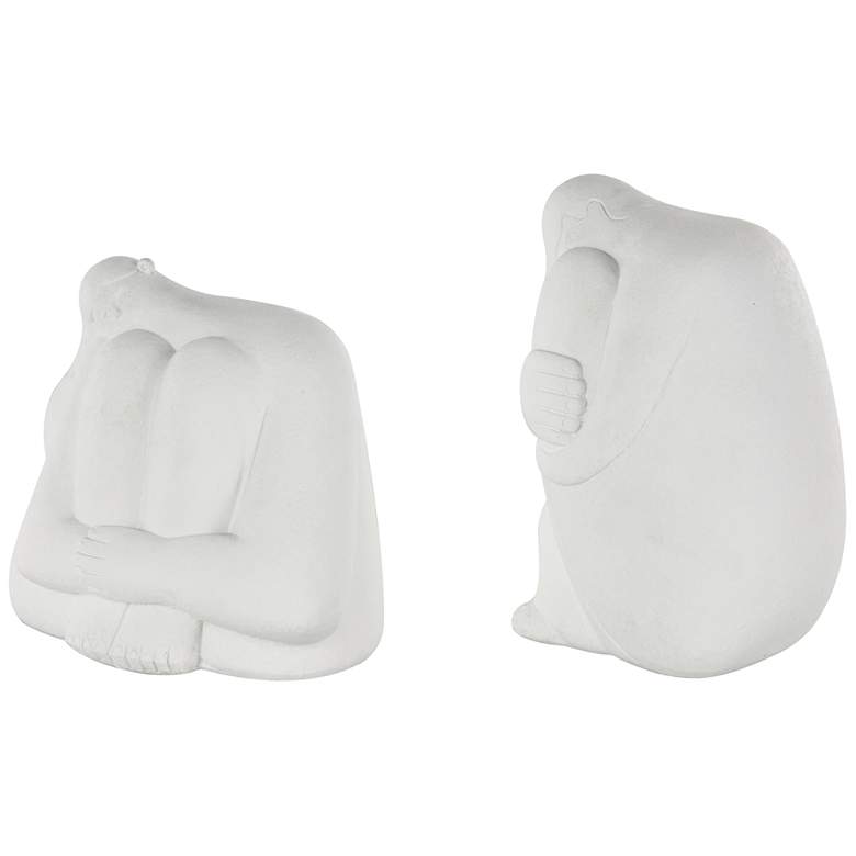 Image 1 White Resin Eclectic Sculpture, S/2 8", 7"H