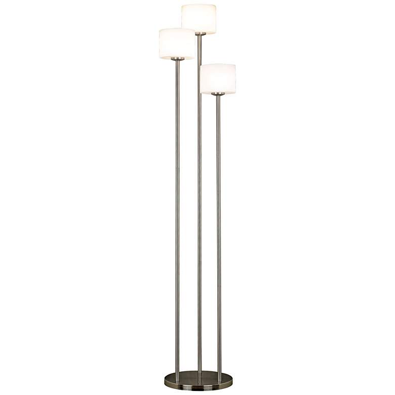 Image 1 White Ribbed Glass 3-Light Torchiere Floor Lamp