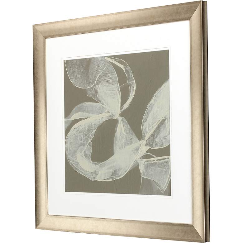 Image 3 White Ribbon on Beige II 37" Square Giclee Framed Wall Art more views