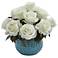 White Rose 11 1/2" Wide Faux Flowers in Ceramic Vase