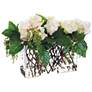 White Rose and Berry 15" Wide Faux Flowers in Glass Vase