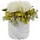 White Rose and Hydrangea 8"H Faux Flowers in Marble Vase