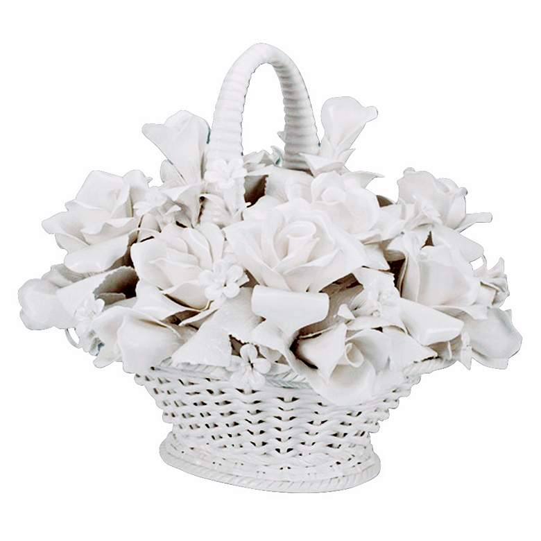 Image 1 White Roses Porcelain Basket