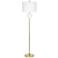 White Ruffle Textured and Brass Metal LED Floor Lamp