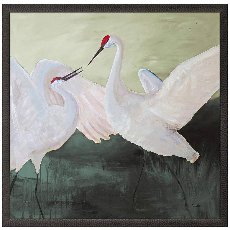 Image 3 White Sandhill Cranes 41"W x 41"H Framed Art