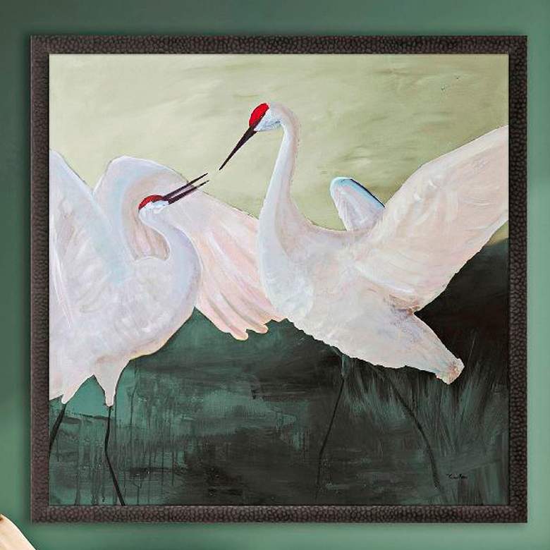Image 2 White Sandhill Cranes 41"W x 41"H Framed Art