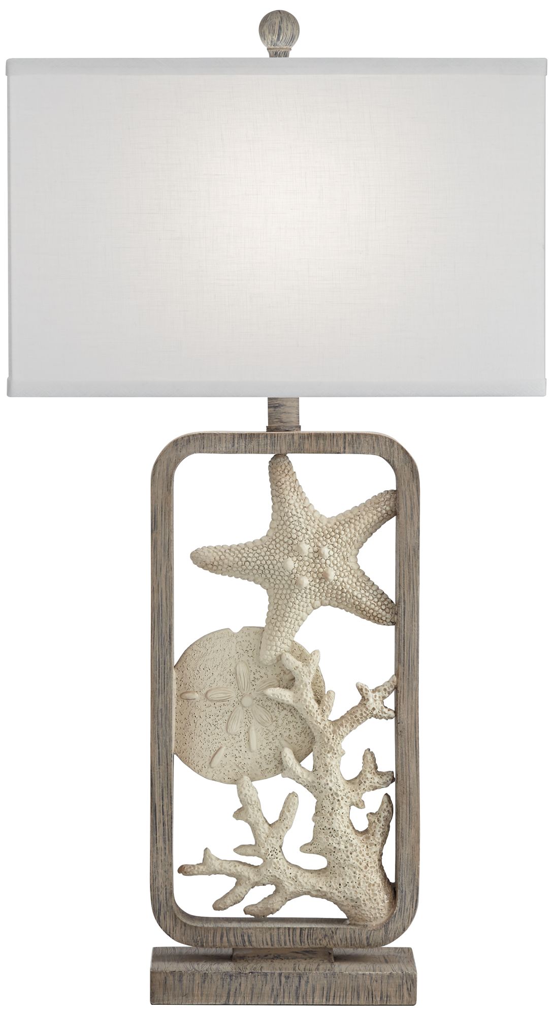 White Sands Gray Washed Starfish and Sand Dollar Table Lamp 70Y11