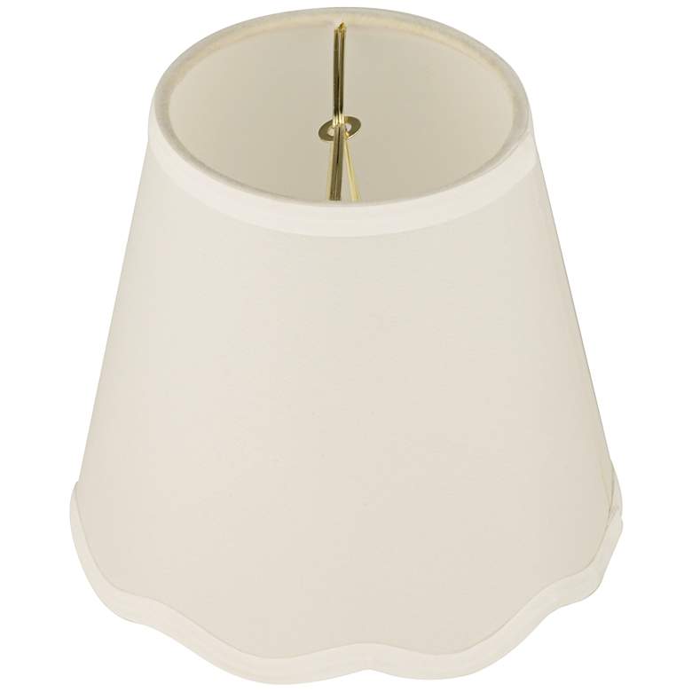 Image 5 White Scallop Bottom Empire Lamp Shade 4x6x5.5 (Candle Clip) more views