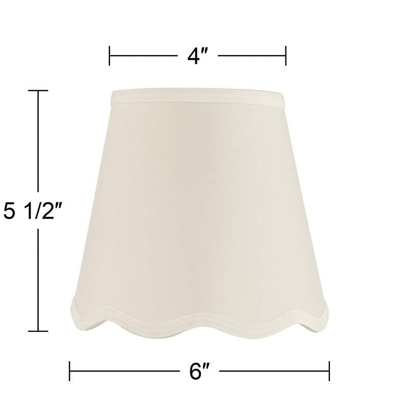Image 7 White Scallop Bottom Empire Lamp Shade 4x6x5.5 (Candle Clip) more views