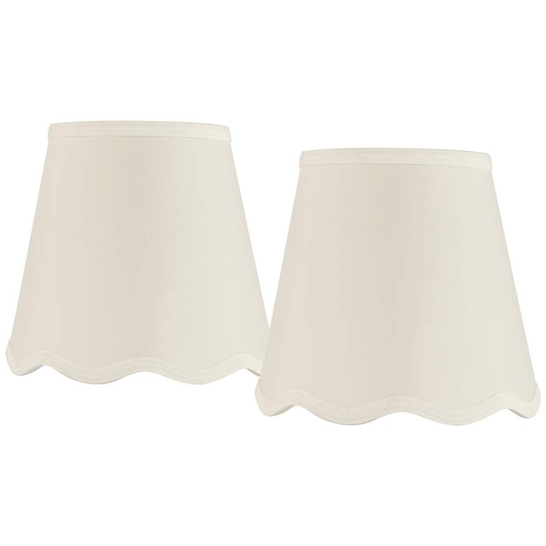 Image 1 White Set of 2 Empire Lamp Shades 4x6x5.5 (Candle Clip)