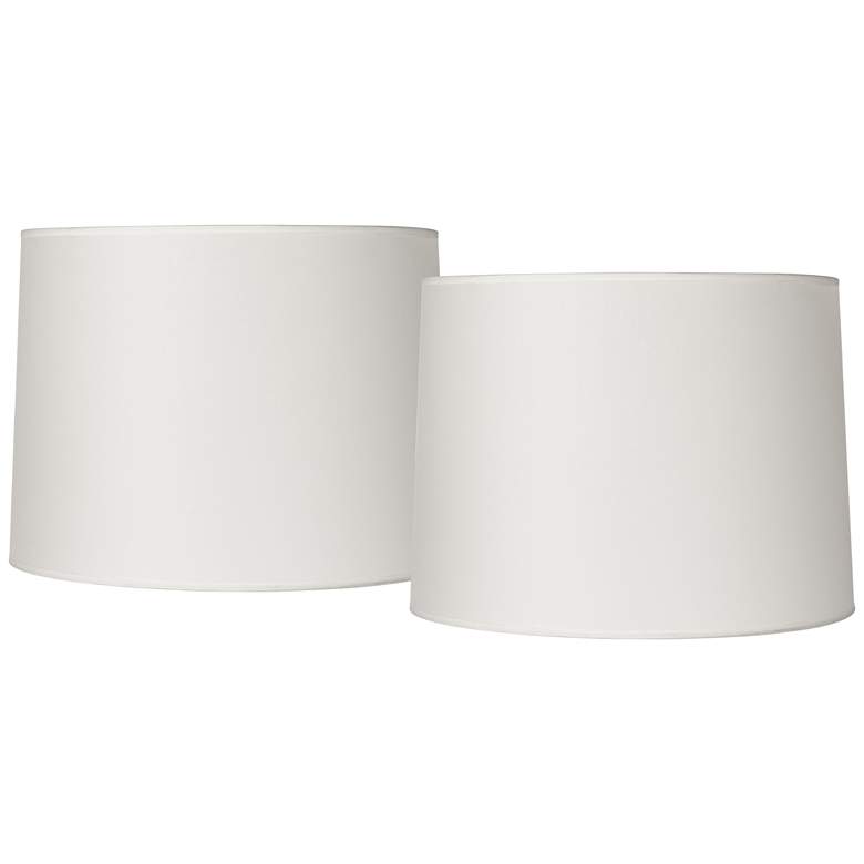 Image 1 White Set of 2 Hardback Drum Lamp Shades 13x14x10 (Spider)