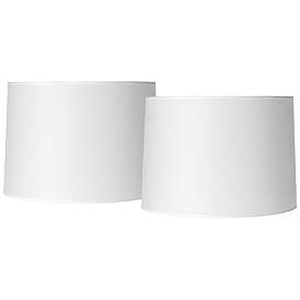 Image1 of White Set of 2 Hardback Drum Lamp Shades 15x16x11 (Spider)