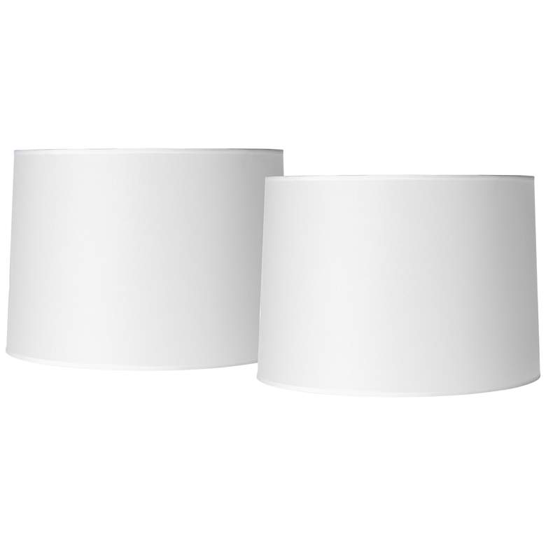 Image 1 White Set of 2 Hardback Drum Lamp Shades 15x16x11 (Spider)