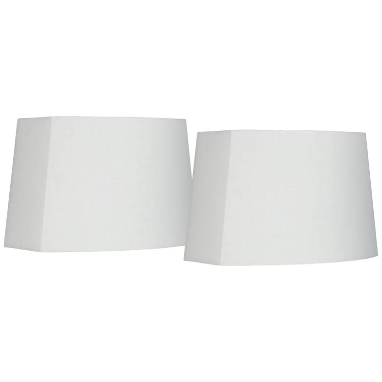 Image 1 White Set of 2 Oval Lamp Shades 10/12.5x11/15x10 (Spider)
