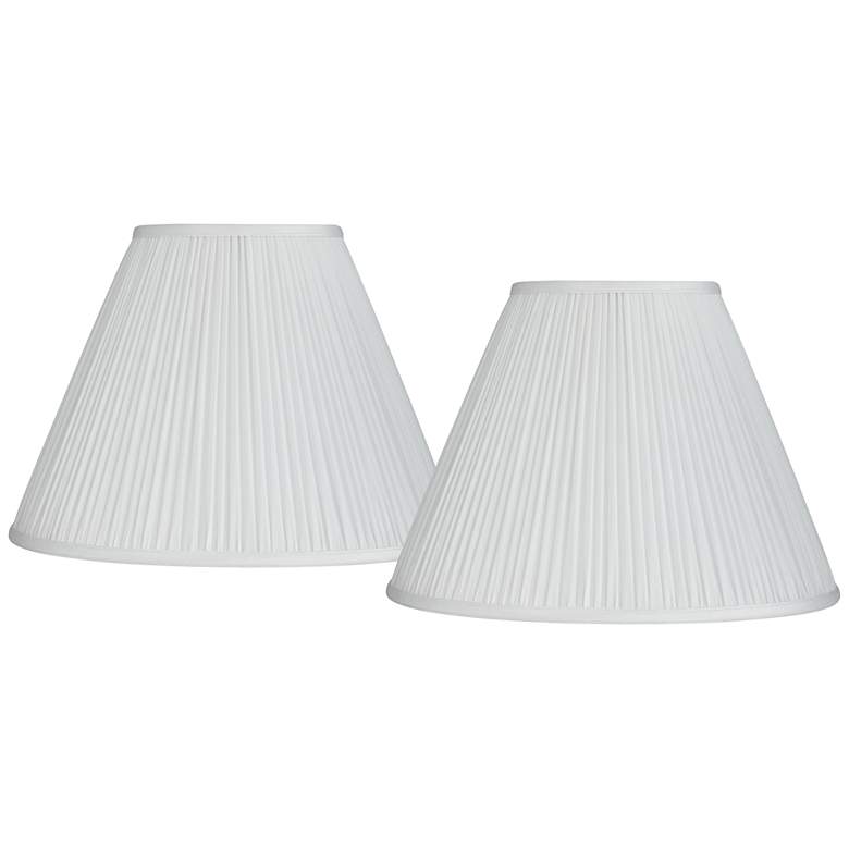 Image 1 White Set of 2 Pleated Empire Lamp Shades 7x16x12 (Spider)