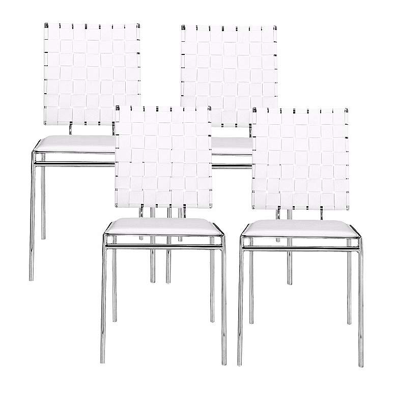 Image 1 White Set of Four Criss Cross Chairs