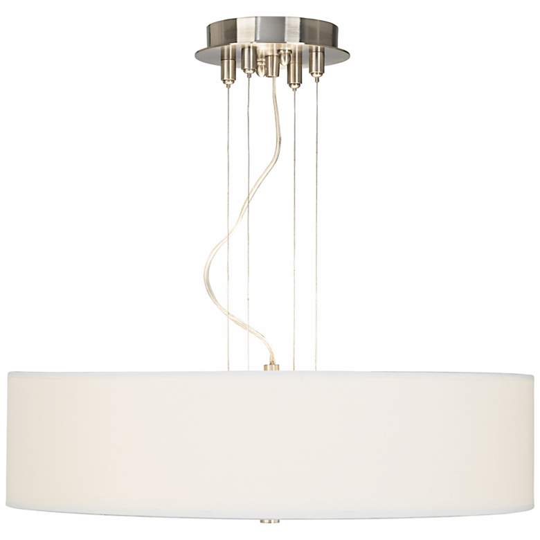 Image 1 White Shade 20 inch Wide 3-Light Pendant Chandelier