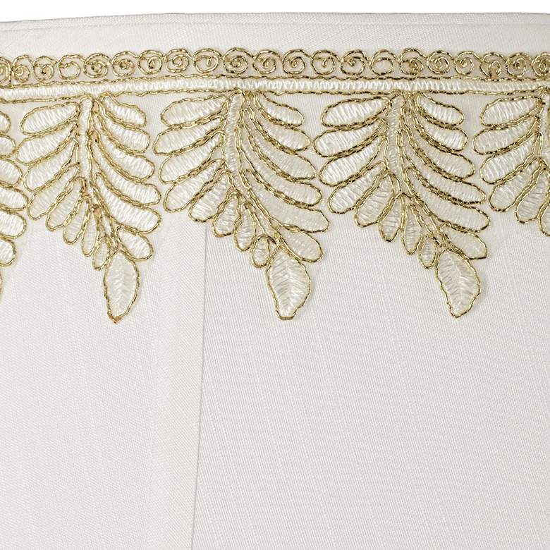 White Shade with Embroidered Leaf Trim 9x18x13 (Spider) more views