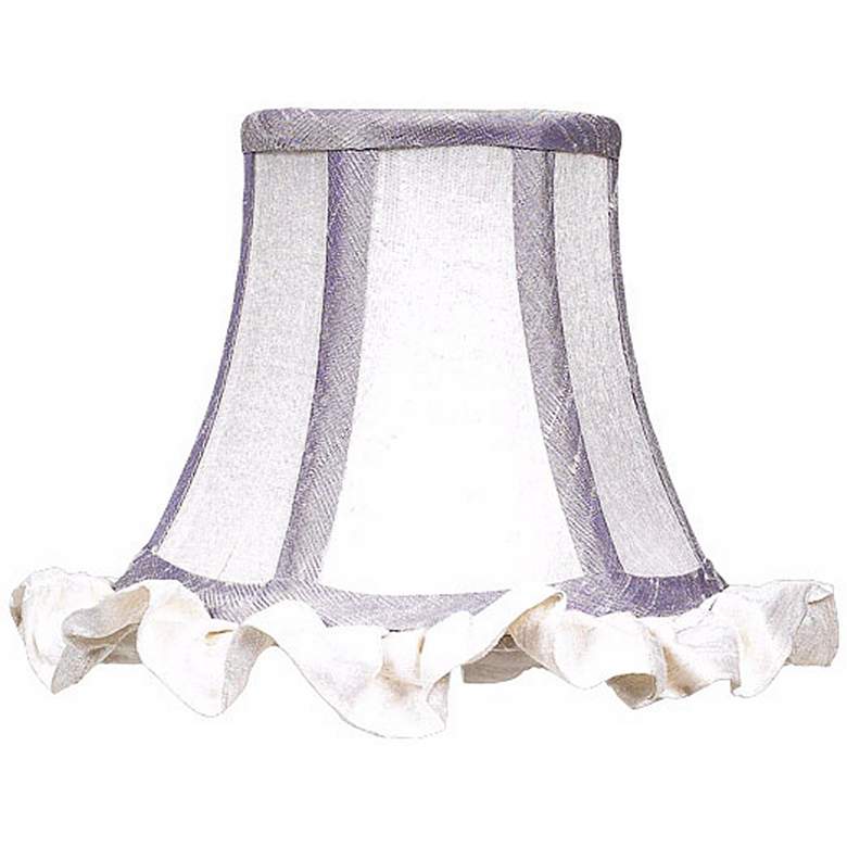 Image 1 White Silk Shade with Lavender Trim 3x5x4.25 (Clip-On)