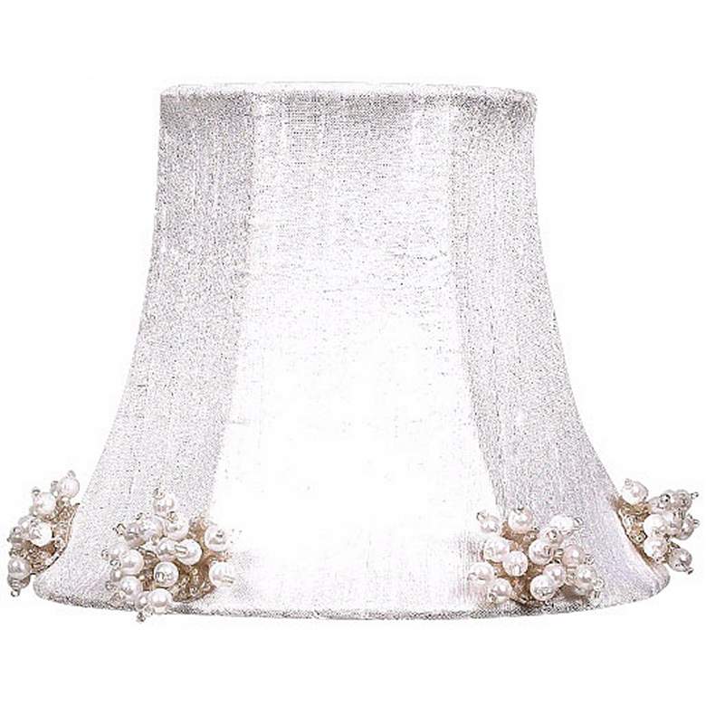 Image 1 White Silk Shade with Pearl Burst Trim 3x5x4.25 (Clip-On)