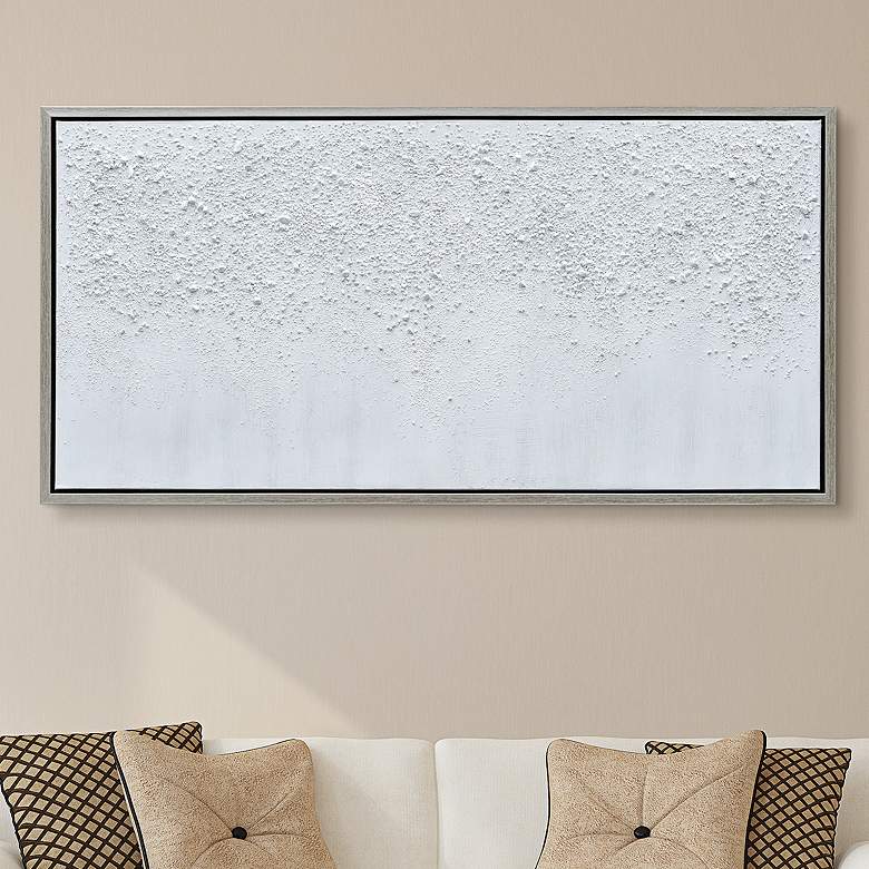Image 2 White Snow B 48 inchW Textured Metallic Framed Canvas Wall Art