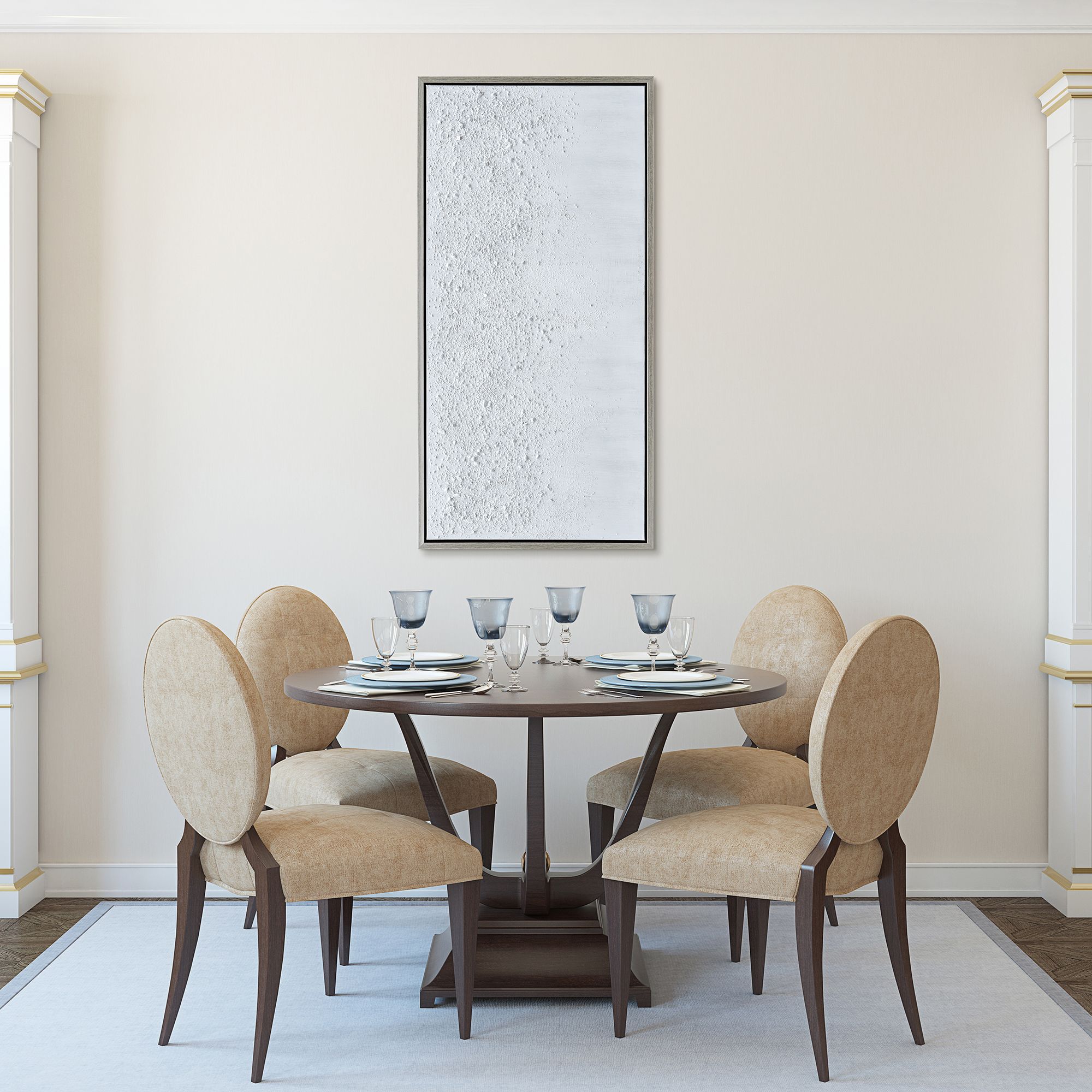 White Snow B 48"W Textured Metallic Framed Canvas Wall Art in scene