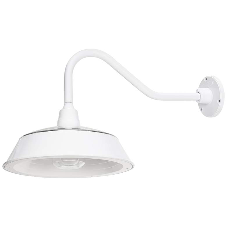 Image 1 White Solar Barn Light with LED Bulb