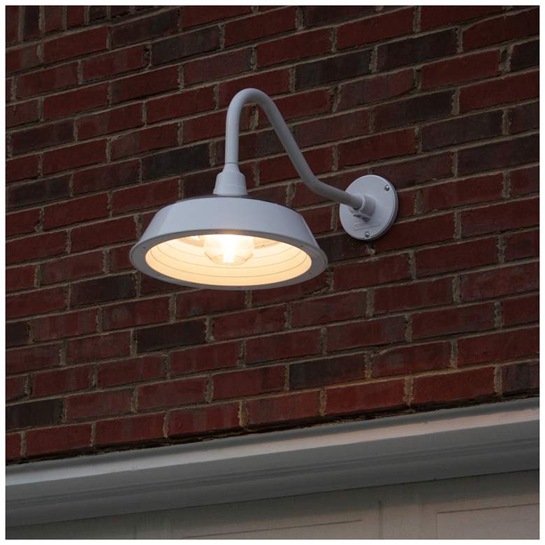 Image 3 White Solar Barn Light with LED Bulb more views