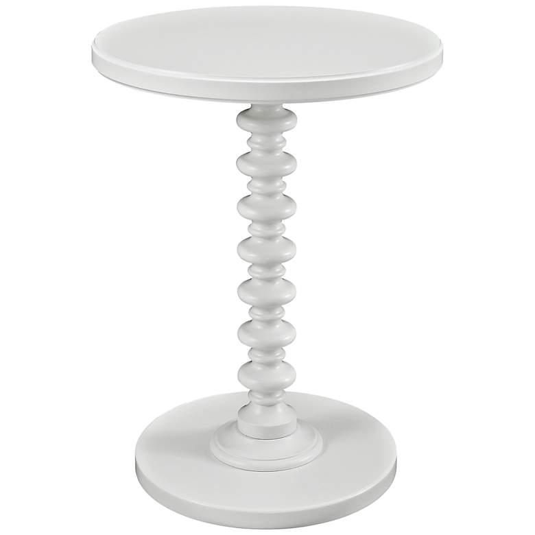 Image 1 White Spindle Round Accent Table