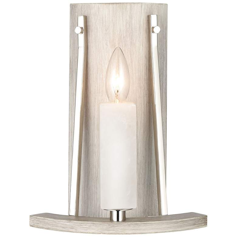 Image 1 White Stone 12" High 1-Light Sconce - Polished Nickel