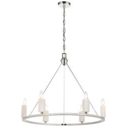 White Stone 30&quot; Wide 6-Light Chandelier - Polished Nickel