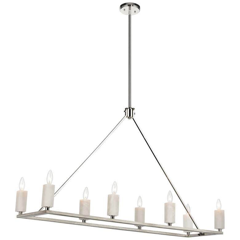 Image 1 White Stone 48" Wide 8-Light Linear Chandelier - Polished Nickel