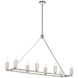 White Stone 48&quot; Wide 8-Light Linear Chandelier - Polished Nickel