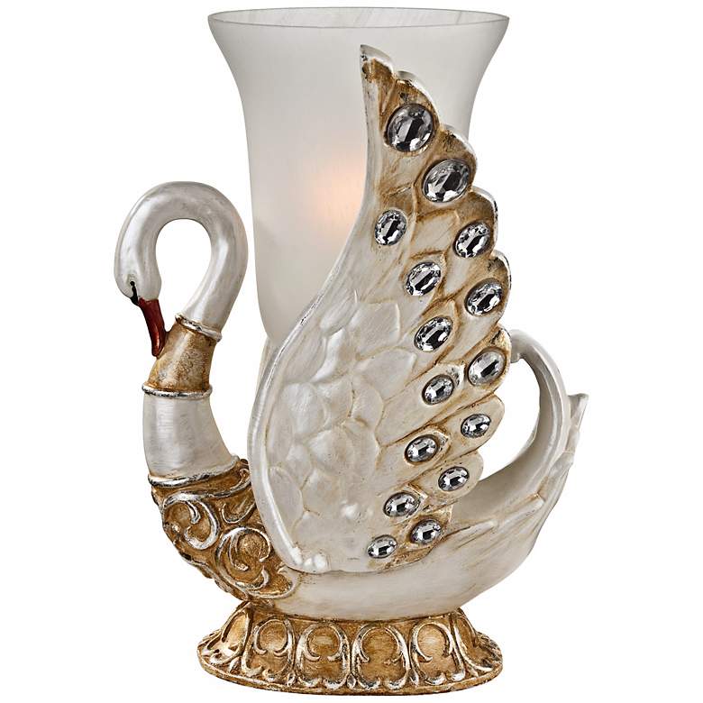 Image 1 White Swan Jeweled Accent Lamp