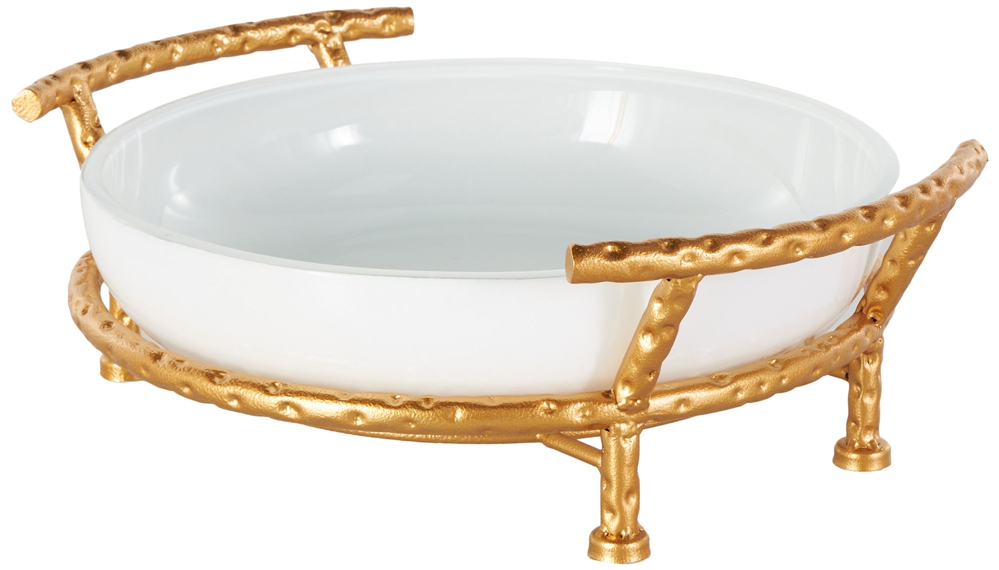 Image 2 White Tempered Glass Modern Serving Bowl, 15" x 12" x 5"