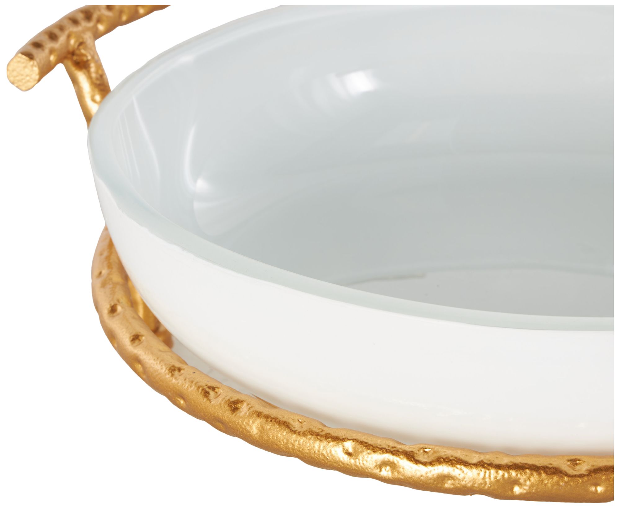 Image 4 White Tempered Glass Modern Serving Bowl, 15" x 12" x 5" more views
