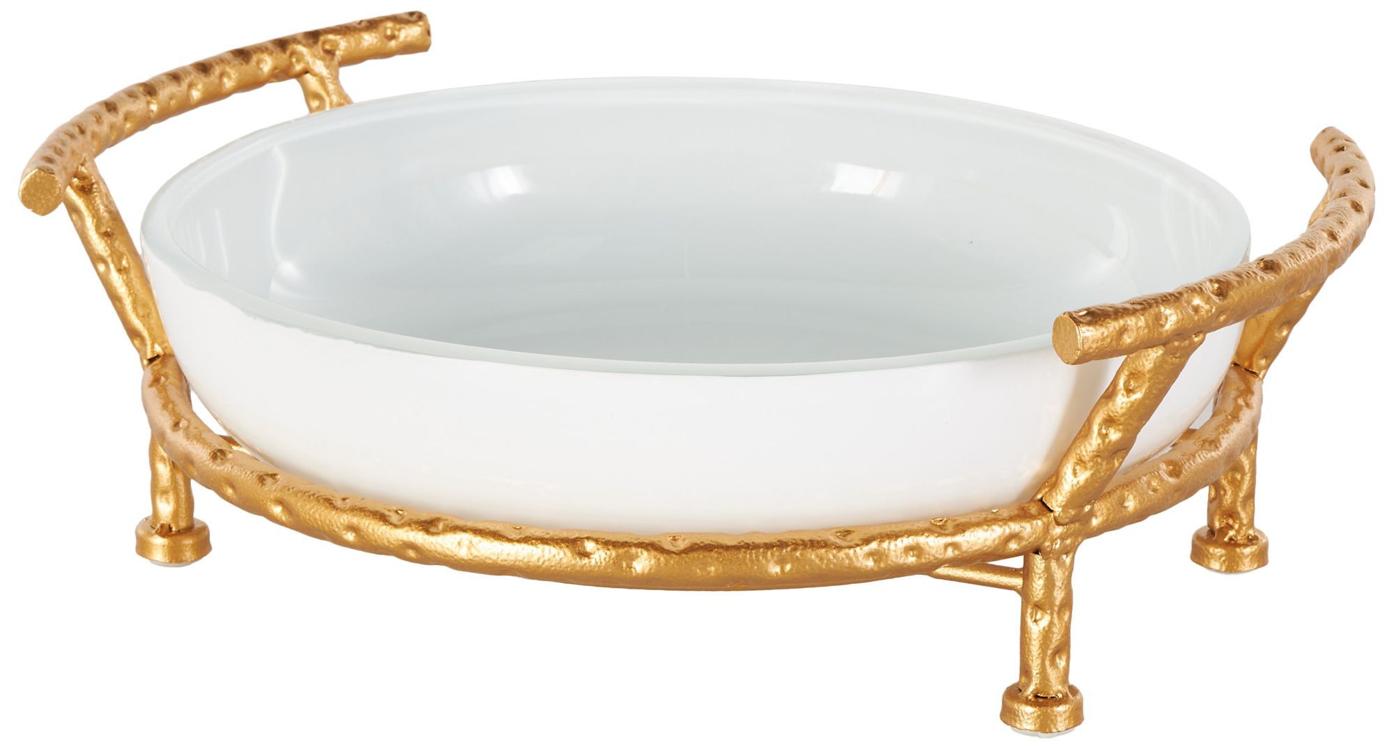 Image 5 White Tempered Glass Modern Serving Bowl, 15" x 12" x 5" more views