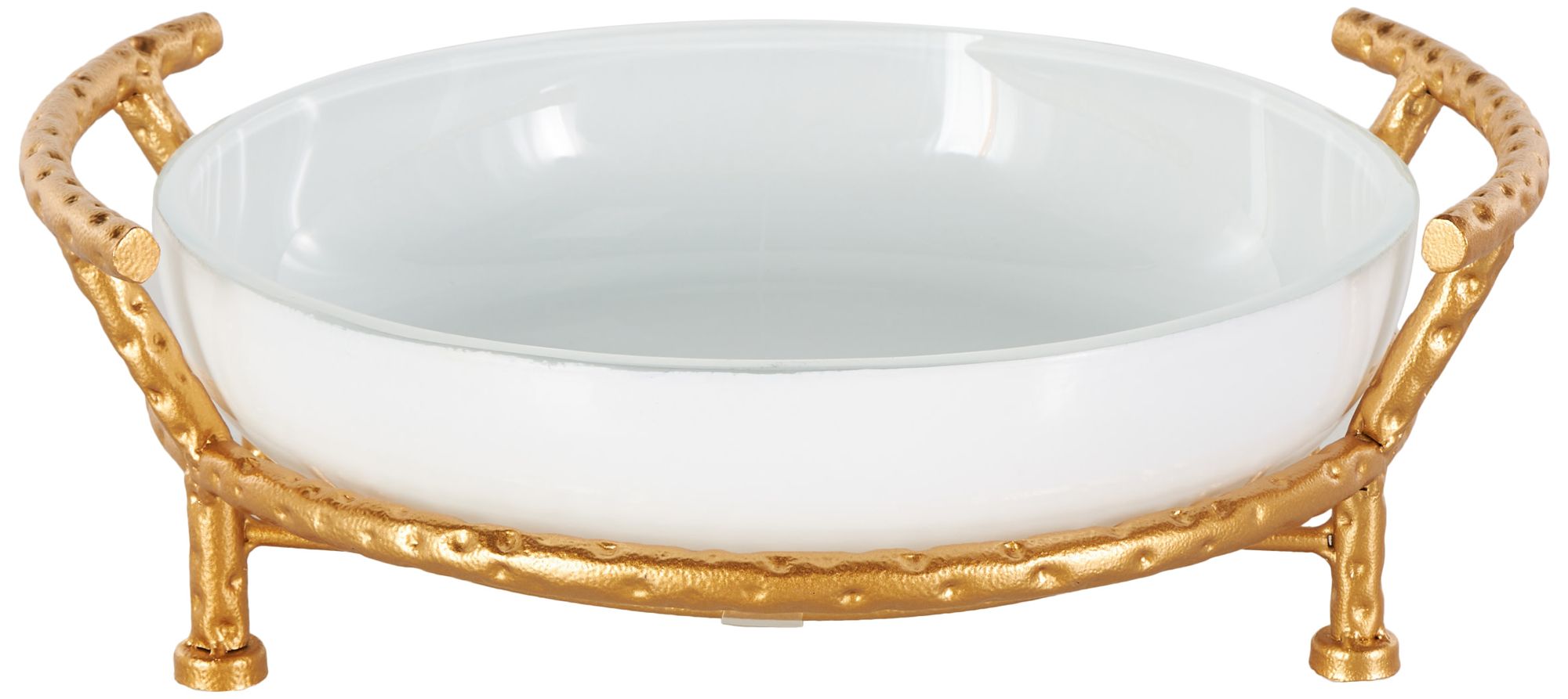 Image 6 White Tempered Glass Modern Serving Bowl, 15" x 12" x 5" more views