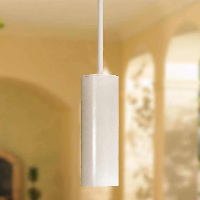 Image 1 White Texture Tube 21 1/2 inch High LED Outdoor Hanging Light